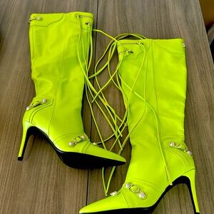 Azalea Wang neon green boot